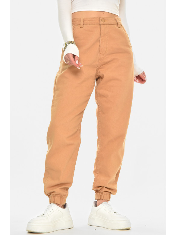 Джинсы женские однотонные тёмно-бежевого цвета 2560 210570C