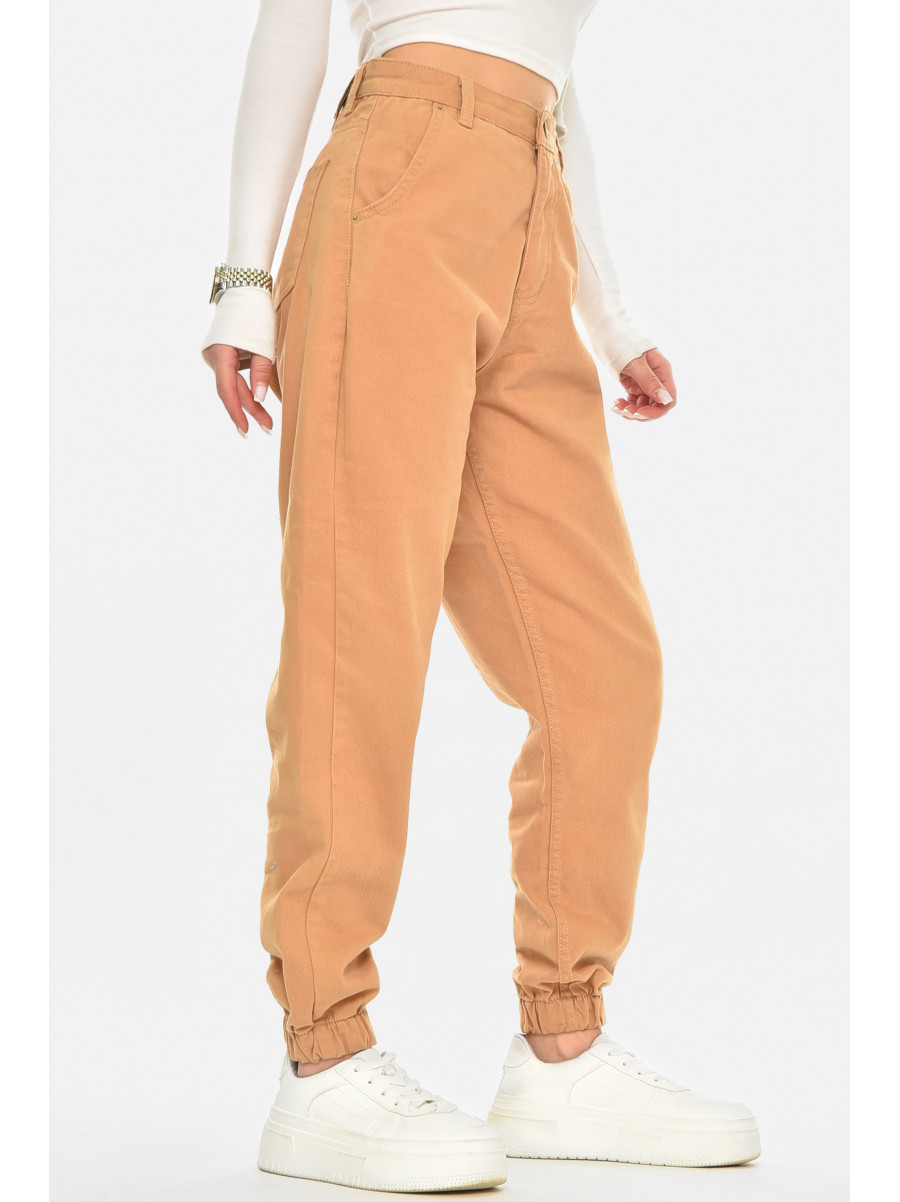 Джинсы женские однотонные тёмно-бежевого цвета 2560 210570C