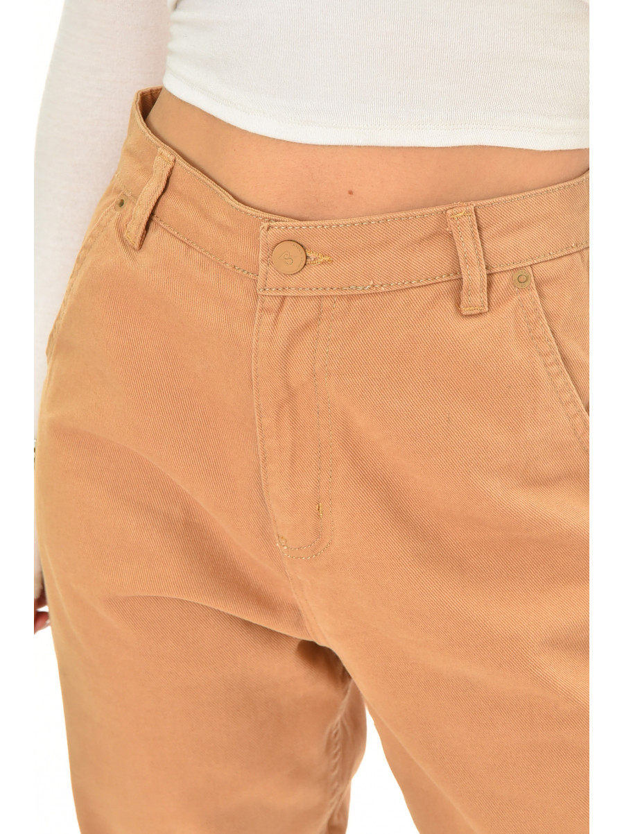 Джинсы женские однотонные тёмно-бежевого цвета 2560 210570C