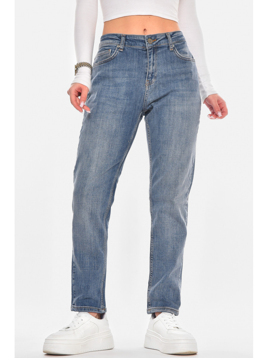 Джинсы женские однотонные тёмно-синего цвета 3046 210574C