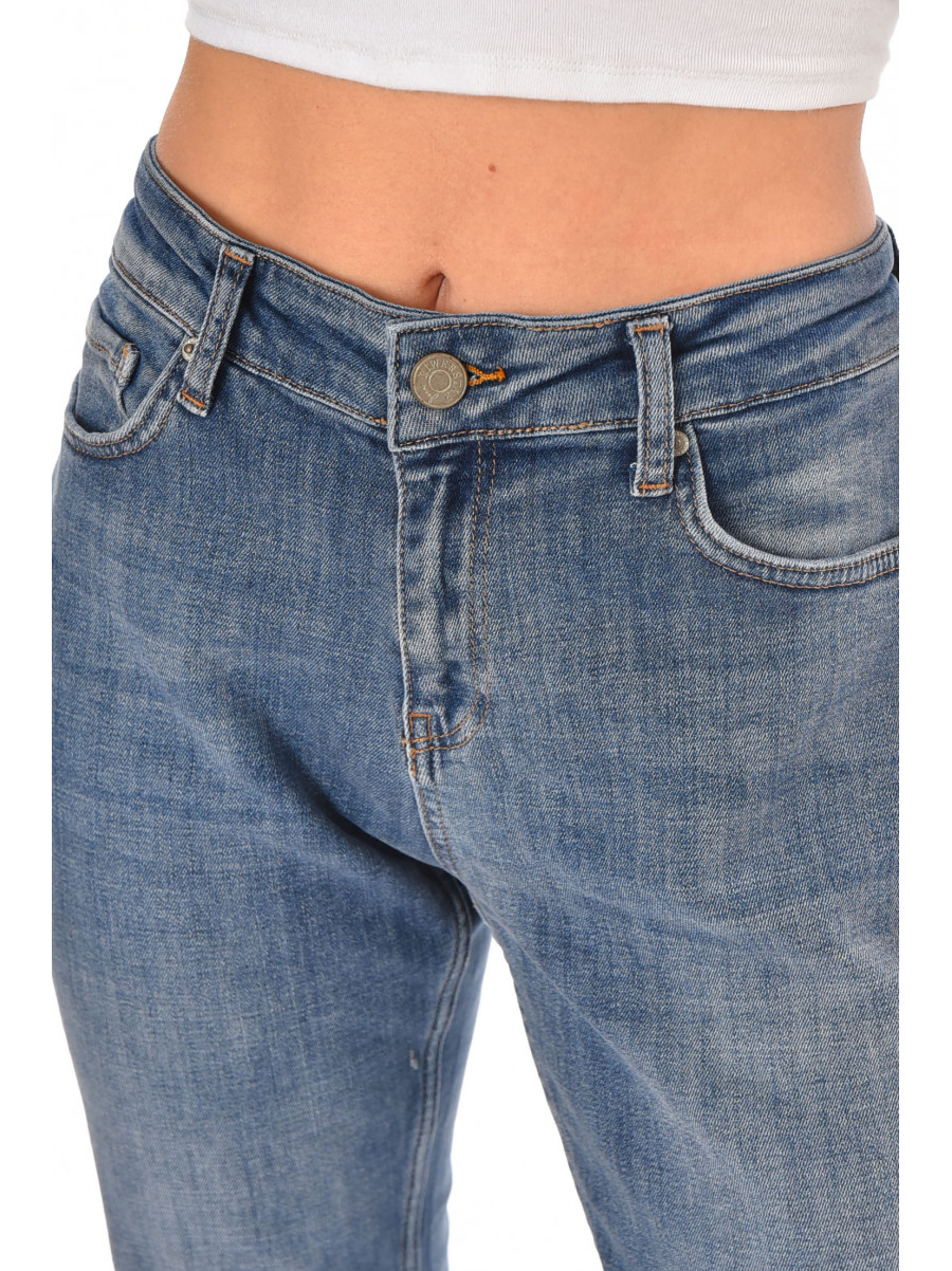 Джинсы женские однотонные тёмно-синего цвета 3046 210574C