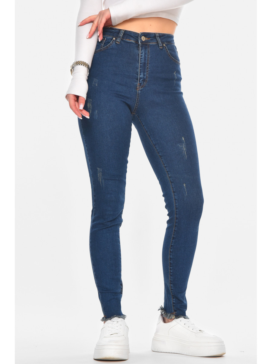 Джинсы женские однотонные тёмно-синего цвета 1911 210579C