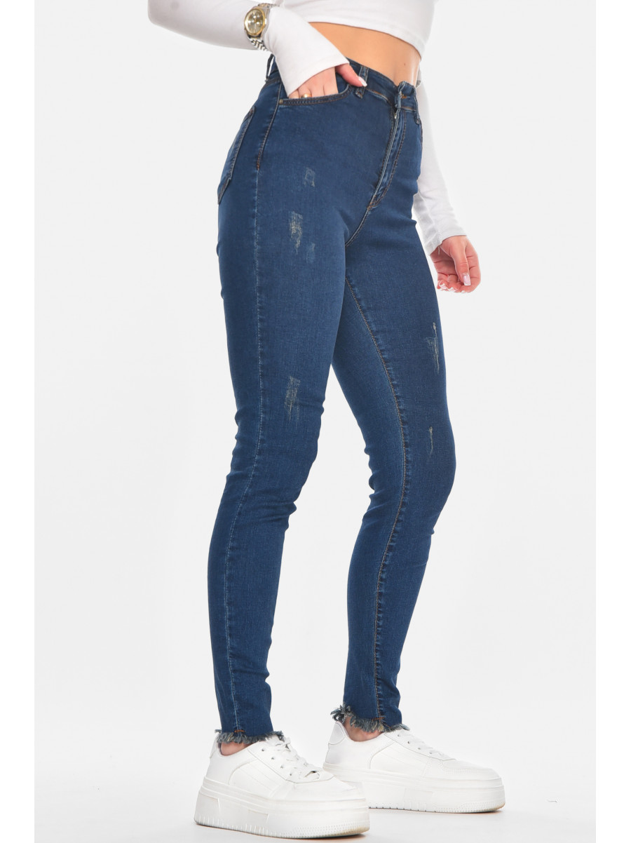 Джинсы женские однотонные тёмно-синего цвета 1911 210579C