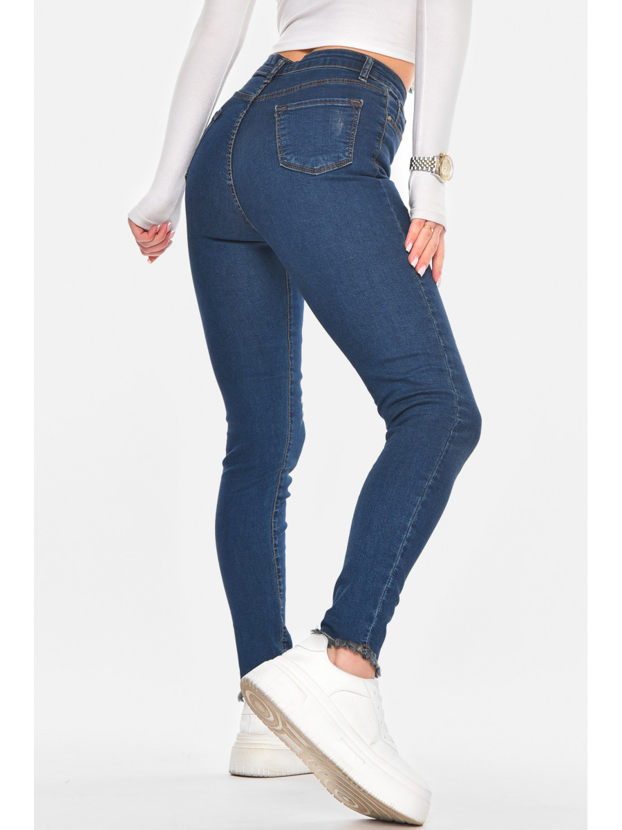 Джинсы женские однотонные тёмно-синего цвета 1911 210579C