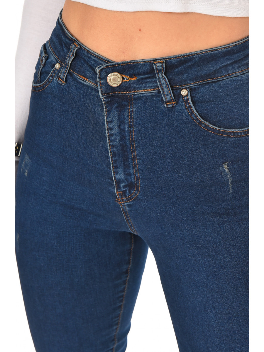 Джинсы женские однотонные тёмно-синего цвета 1911 210579C