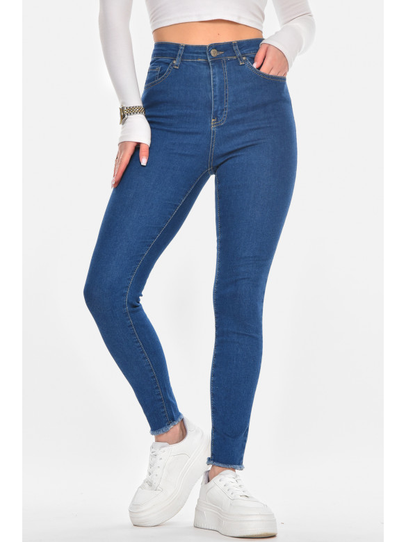 Джинсы женские однотонные синего цвета 210580C