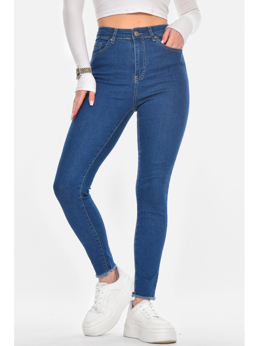 Джинсы женские однотонные синего цвета 210580C