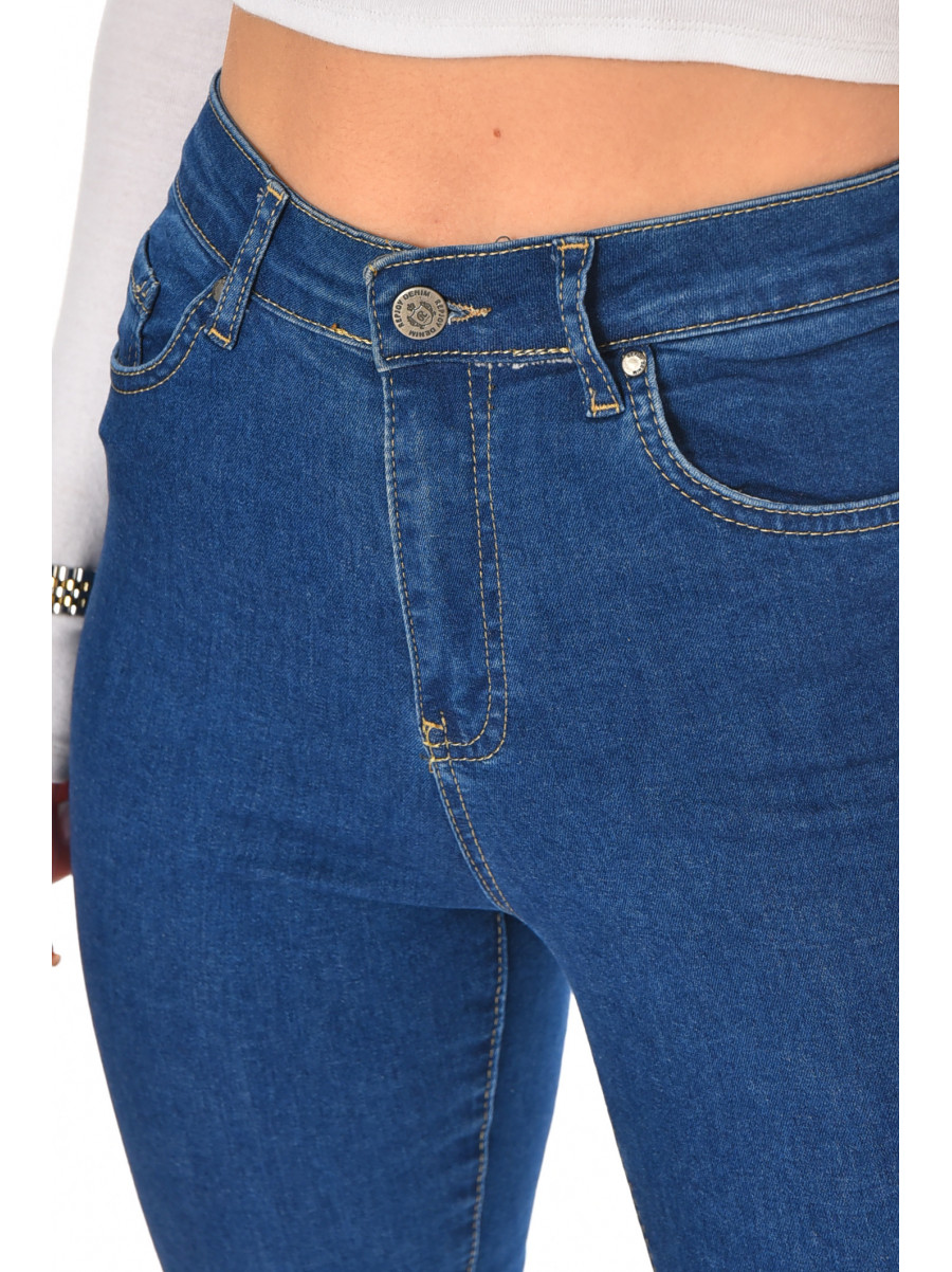 Джинсы женские однотонные синего цвета 210580C