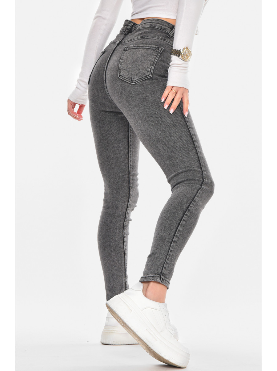Джинсы женские однотонные серого цвета 946 210581C