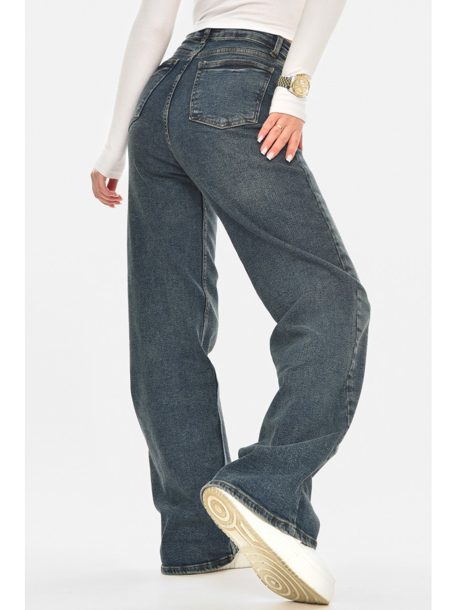 Джинси жіночі однотонні темно-синього кольору 2021 210589C