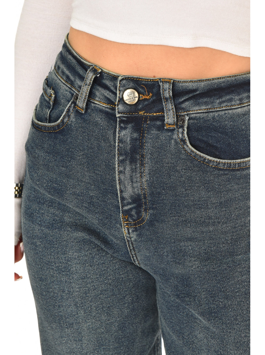 Джинси жіночі однотонні темно-синього кольору 2021 210589C