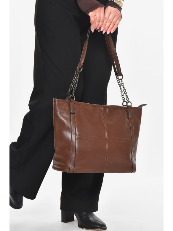 Сумка женская из экокожи темно-коричневого цвета МН-39966 210592C