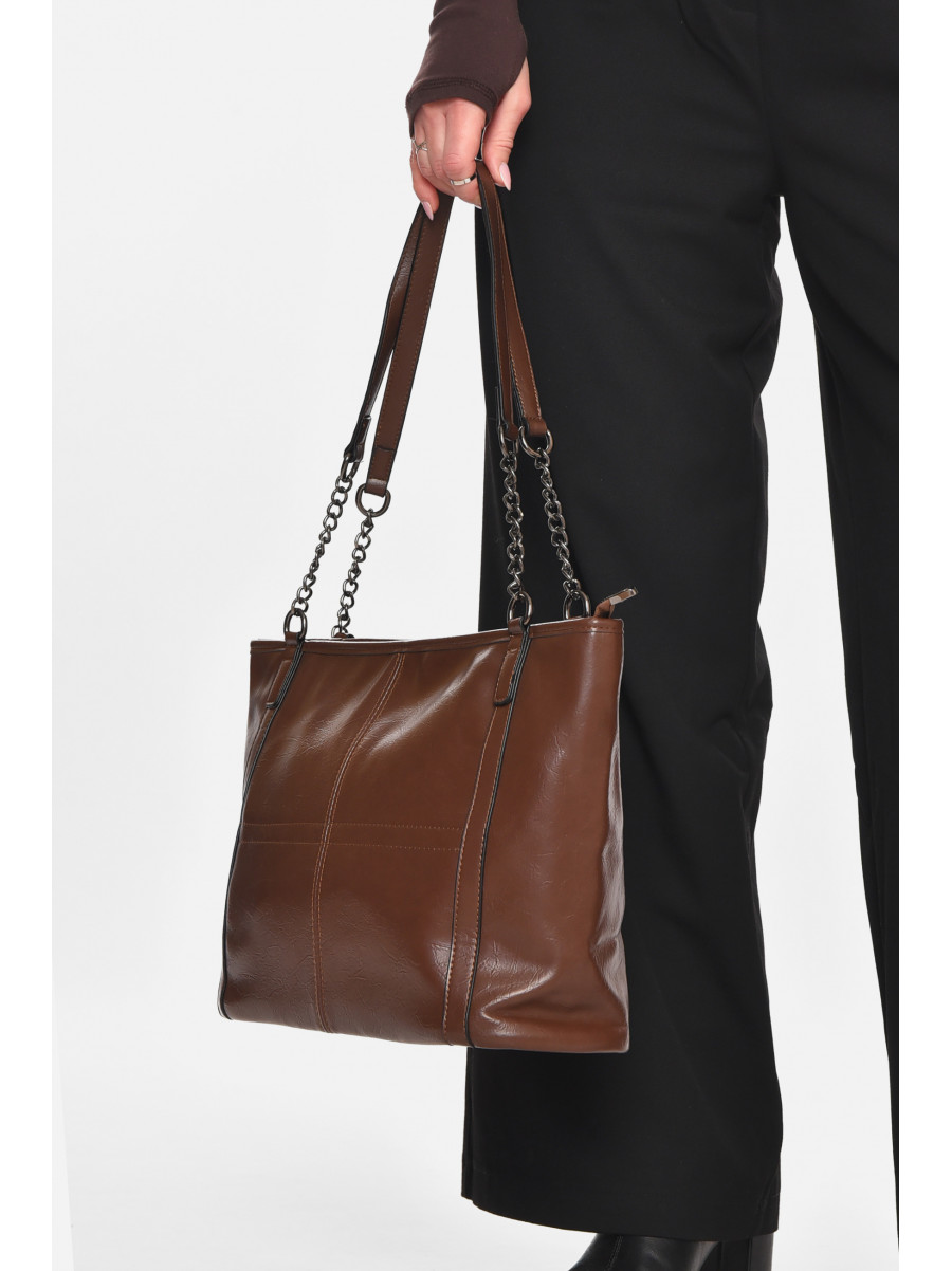 Сумка женская из экокожи темно-коричневого цвета МН-39966 210592C