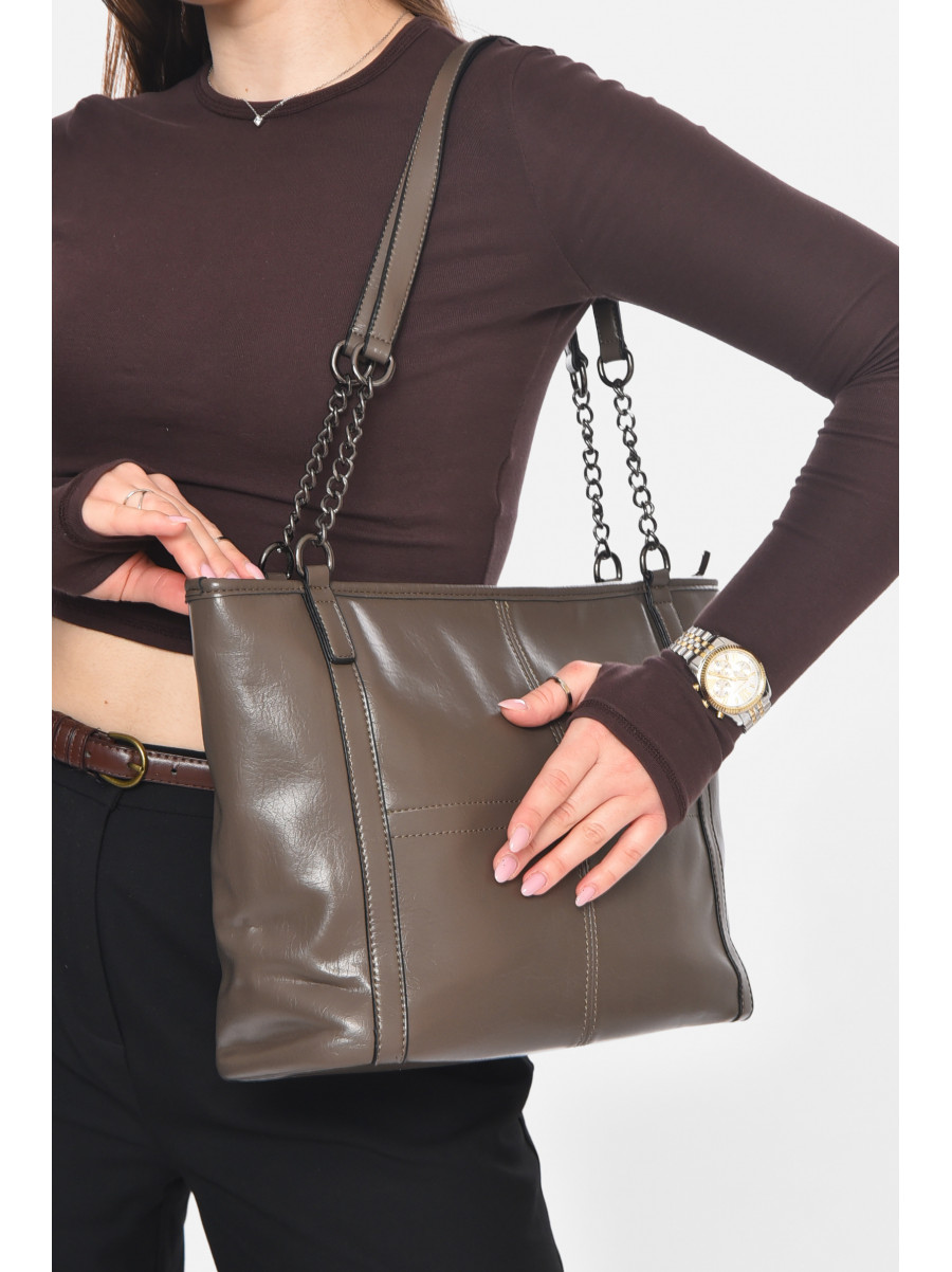 Сумка женская из экокожи темно-серого цвета МН-39966 210593C