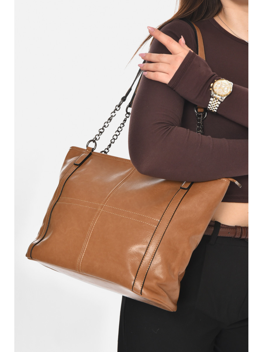 Сумка женская из экокожи светло-коричневого цвета МН-39966 210599C