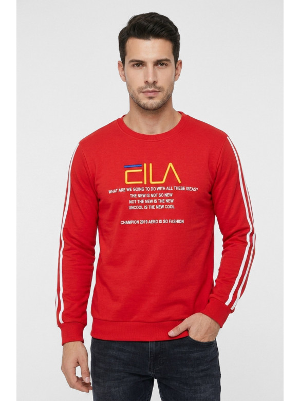 Свитшот мужской красного цвета с принтом 7719 210618C