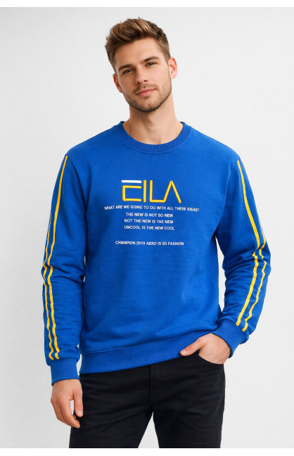 Свитшот мужской синего цвета с принтом 7719 210620C