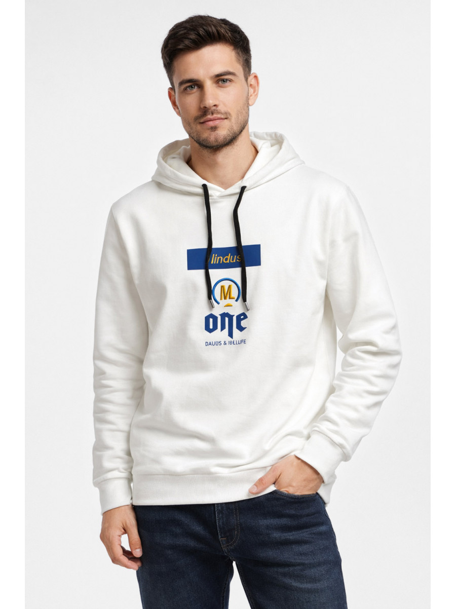 Худи мужской белого цвета с принтом 7721 210622C