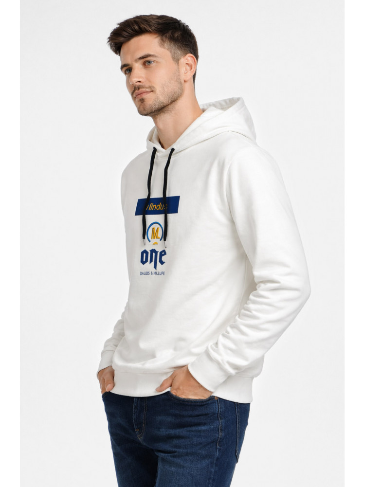 Худи мужской белого цвета с принтом 7721 210622C