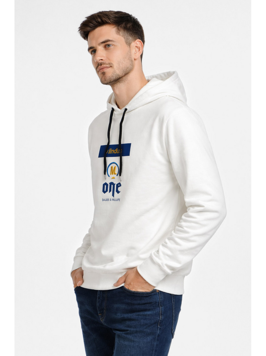 Худи мужской белого цвета с принтом 7721 210622C