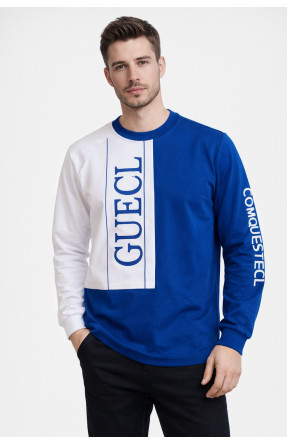 Свитшот мужской сине-белого цвета с принтом 7702 210629C