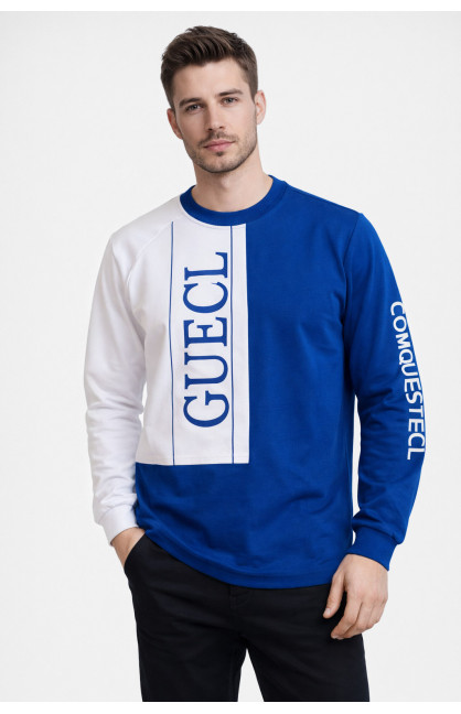 Свитшот мужской сине-белого цвета с принтом 7702 210629C