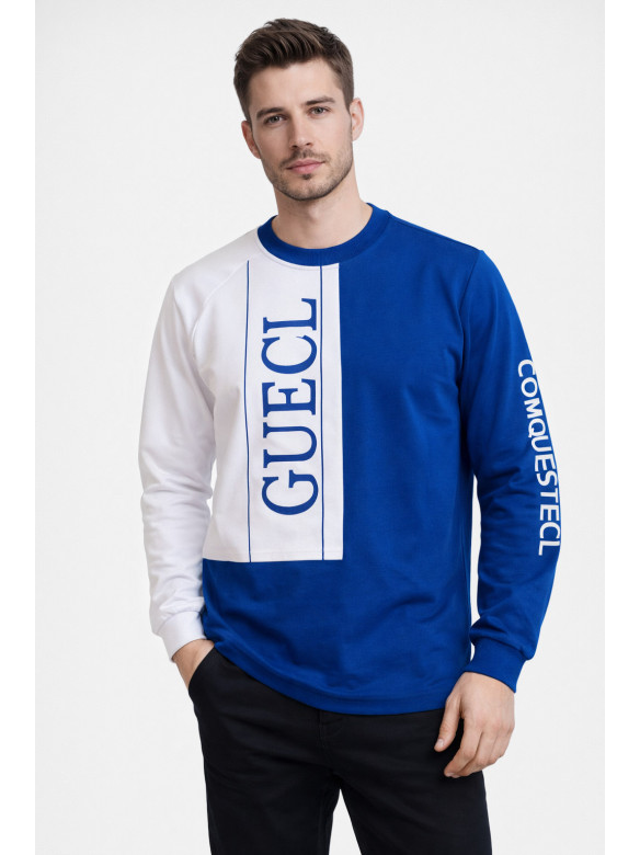 Свитшот мужской сине-белого цвета с принтом 7702 210629C