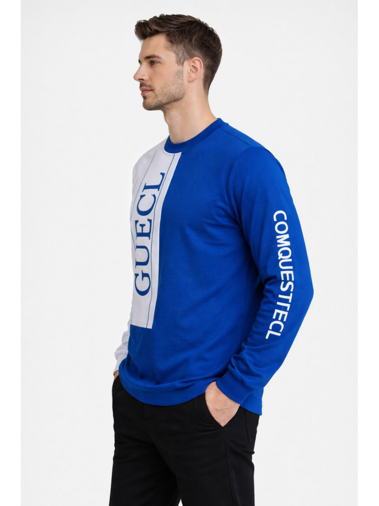 Свитшот мужской сине-белого цвета с принтом 7702 210629C