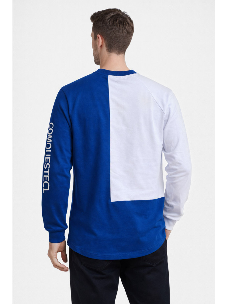 Свитшот мужской сине-белого цвета с принтом 7702 210629C