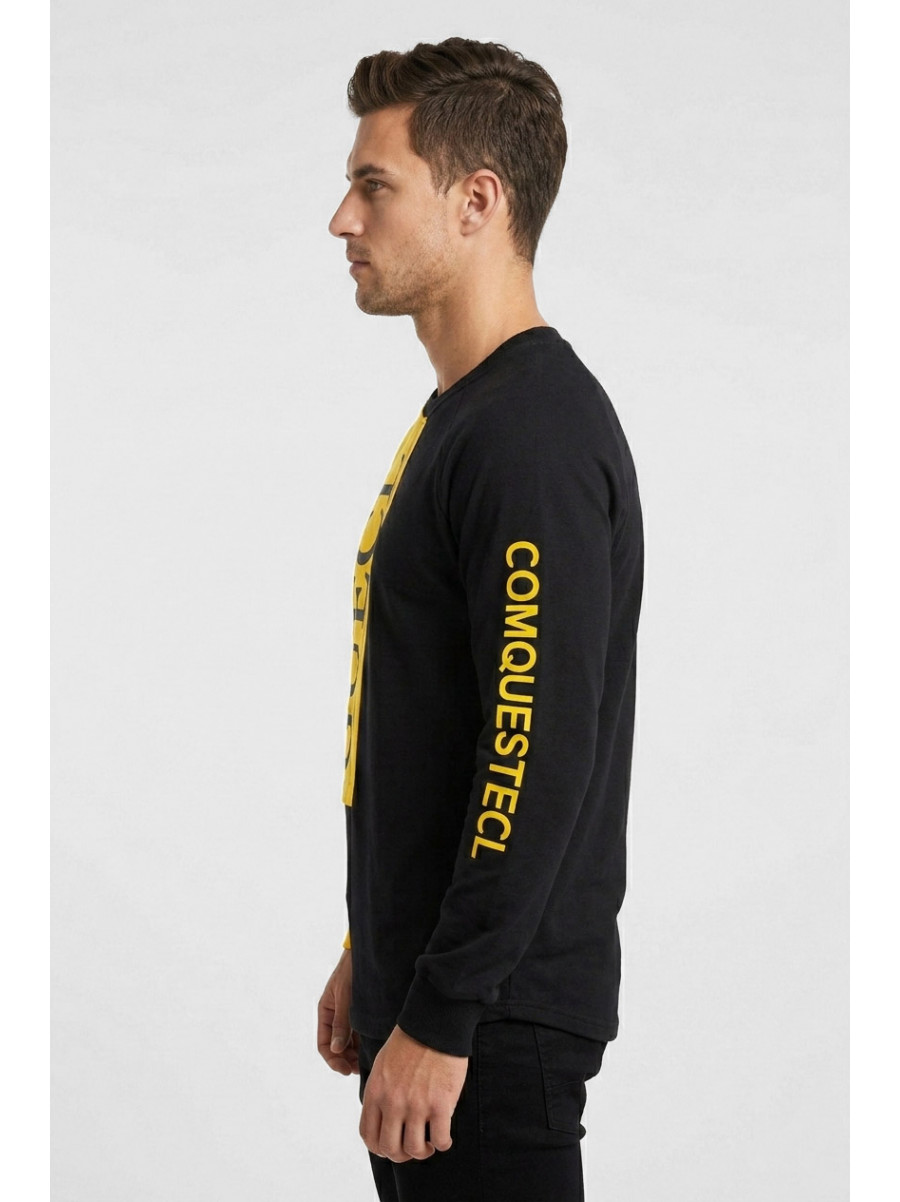 Свитшот мужской черно-желтого цвета с принтом 7702 210631C