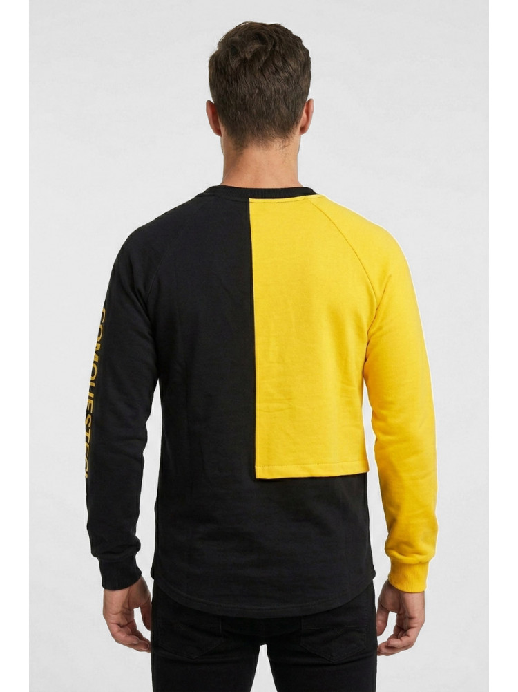 Свитшот мужской черно-желтого цвета с принтом 7702 210631C