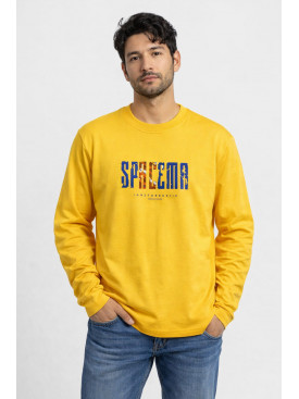 Свитшот мужской желтого цвета с принтом 7712 210634C Свитшот мужской желтого цвета с принтом 7712 210634C