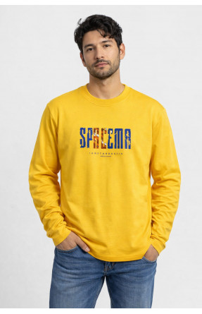 Свитшот мужской желтого цвета с принтом 7712 210634C