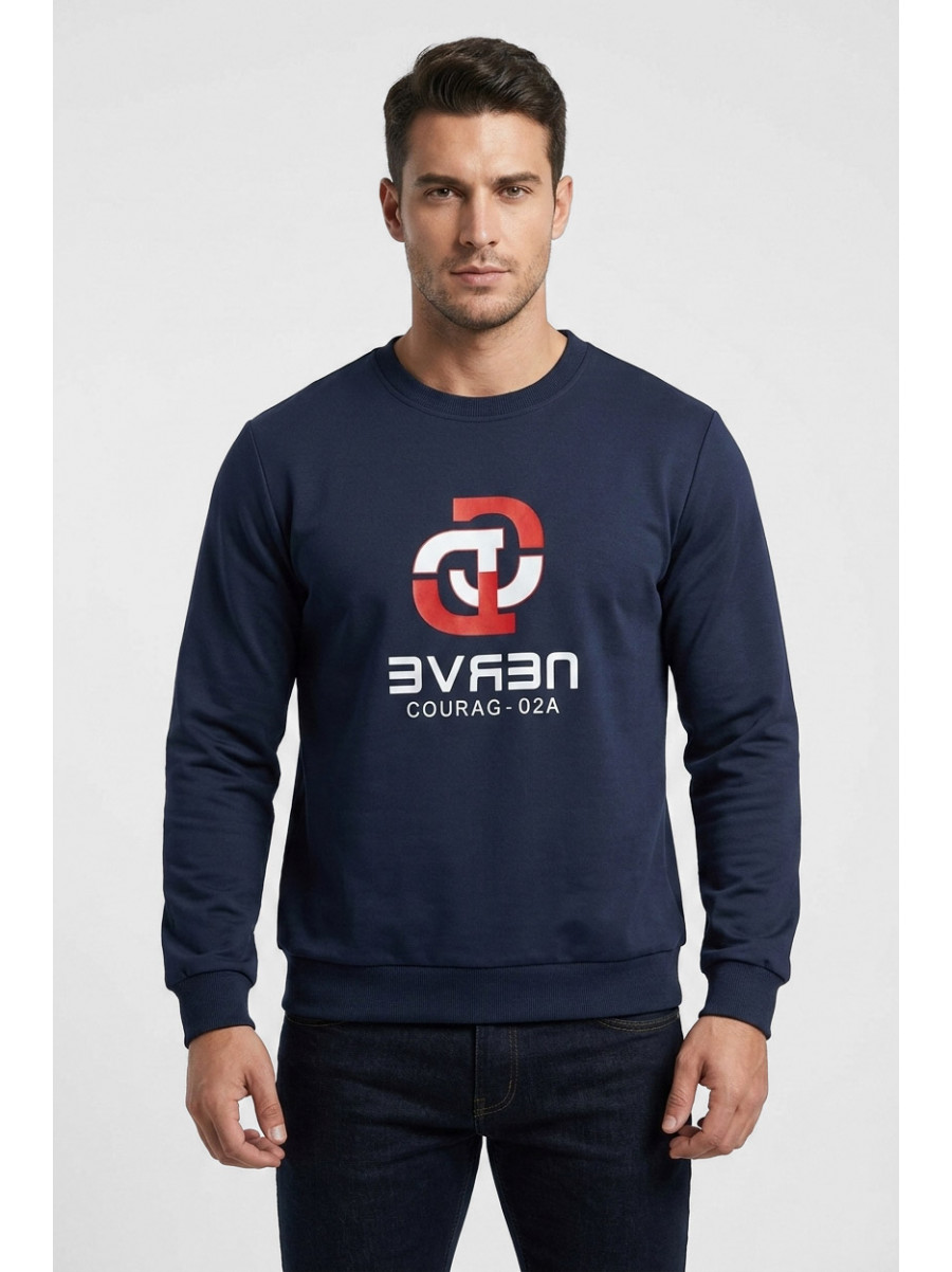 Свитшот мужской темно-синего цвета с принтом а-21 210639C