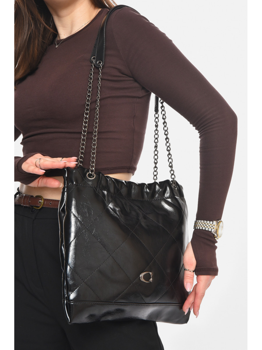 Сумка женская из экокожи черного цвета МН-39956 210640C