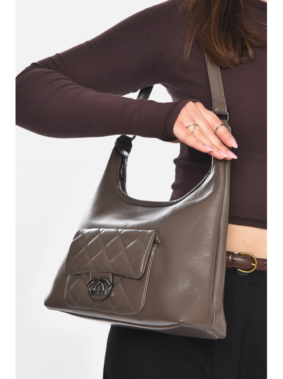 Сумка женская из экокожи серого цвета МН-39960 210647C