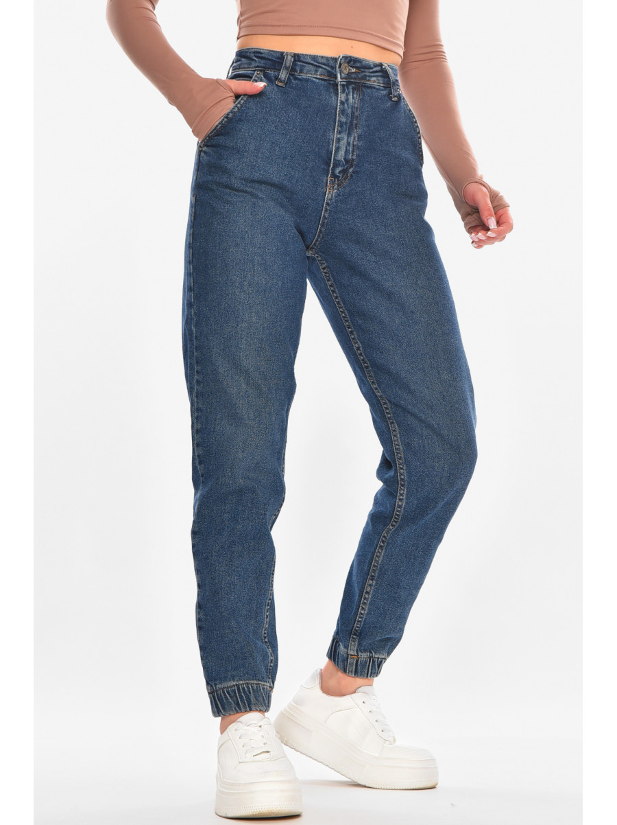 Джинсы женские однотонные тёмно-синего цвета 2542 210651C
