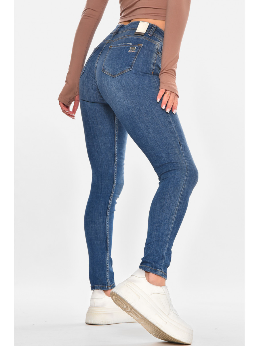 Джинсы женские однотонные синего цвета 1065 210653C