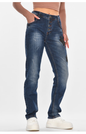 Джинсы женские однотонные синего цвета 841 210654C