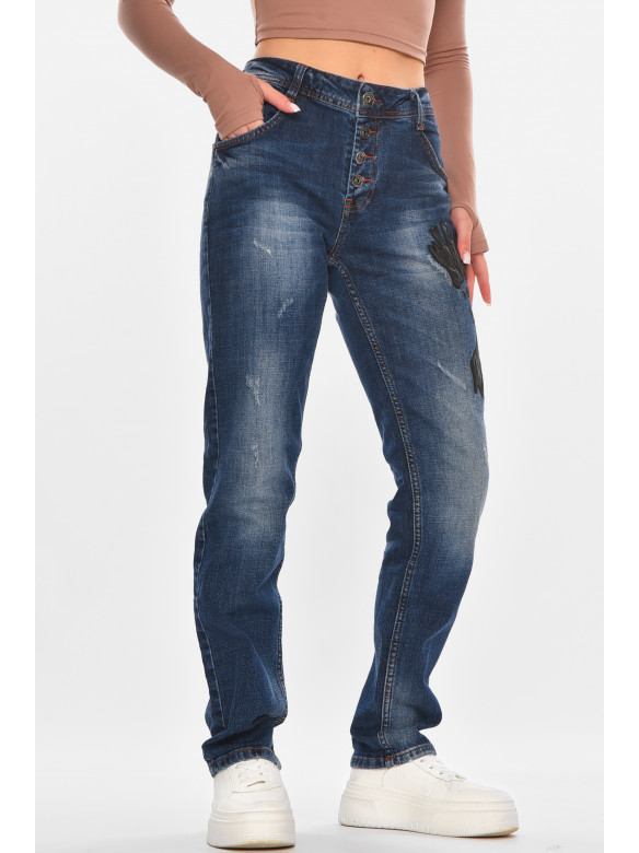 Джинсы женские однотонные синего цвета 841 210654C