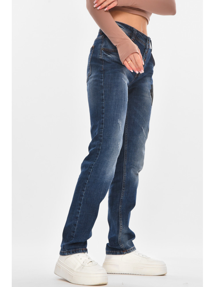 Джинсы женские однотонные синего цвета 841 210654C