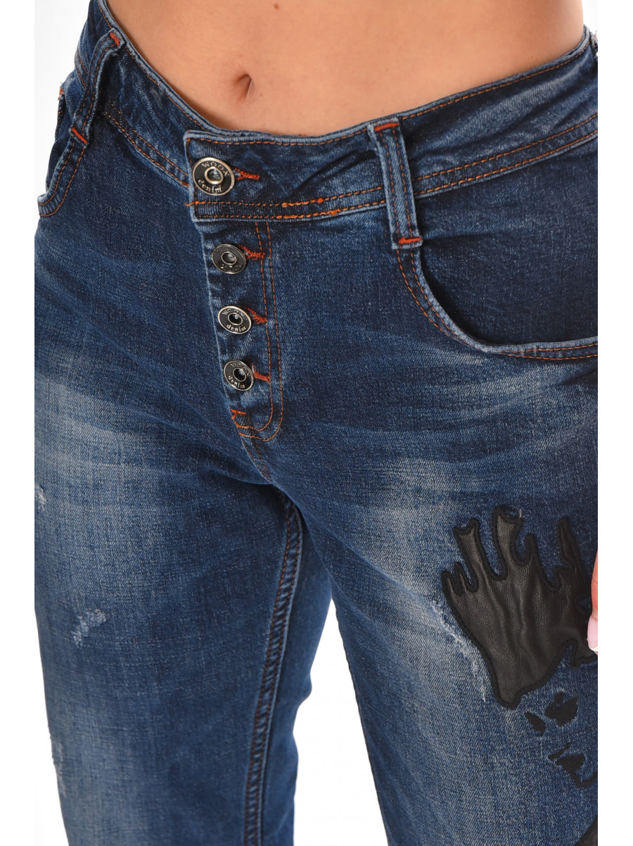 Джинсы женские однотонные синего цвета 841 210654C