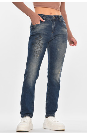 Джинсы женские однотонные синего цвета 828 210656C