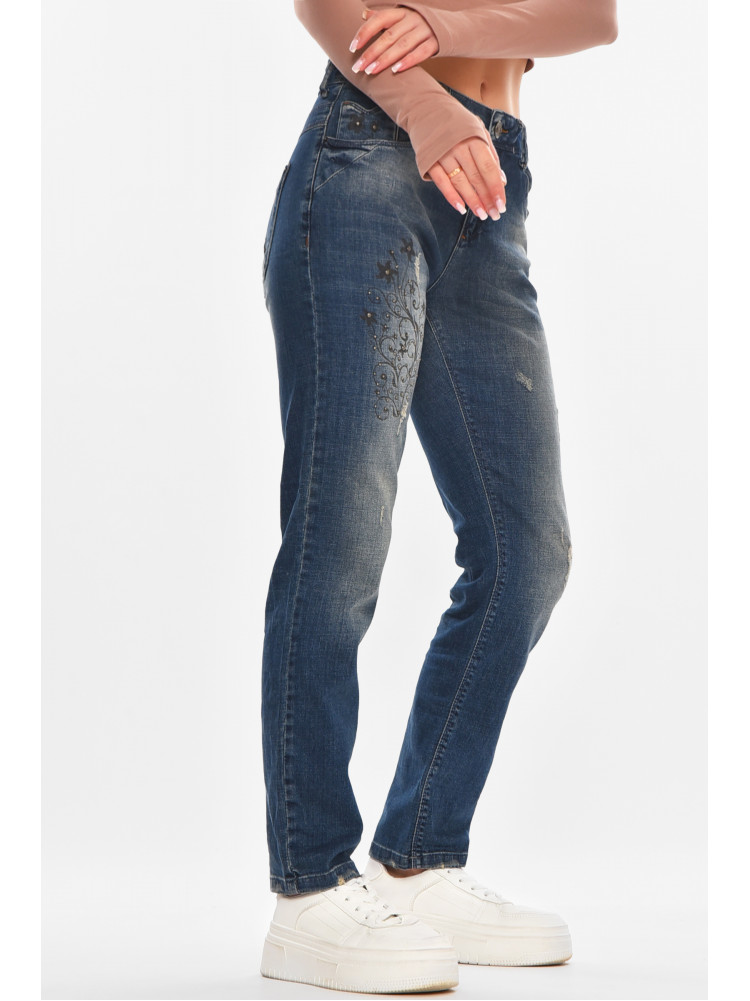 Джинсы женские однотонные синего цвета 828 210656C