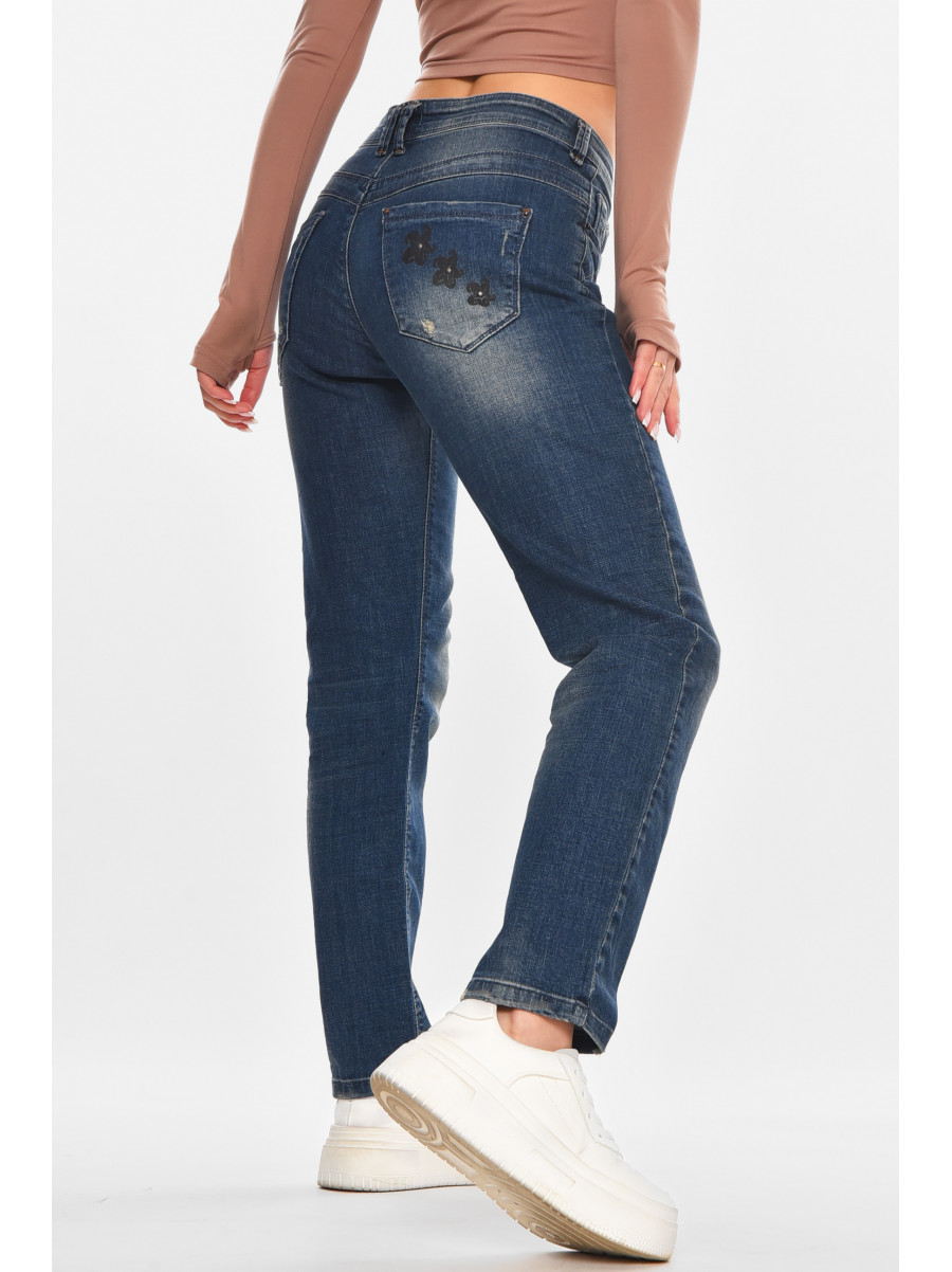 Джинсы женские однотонные синего цвета 828 210656C