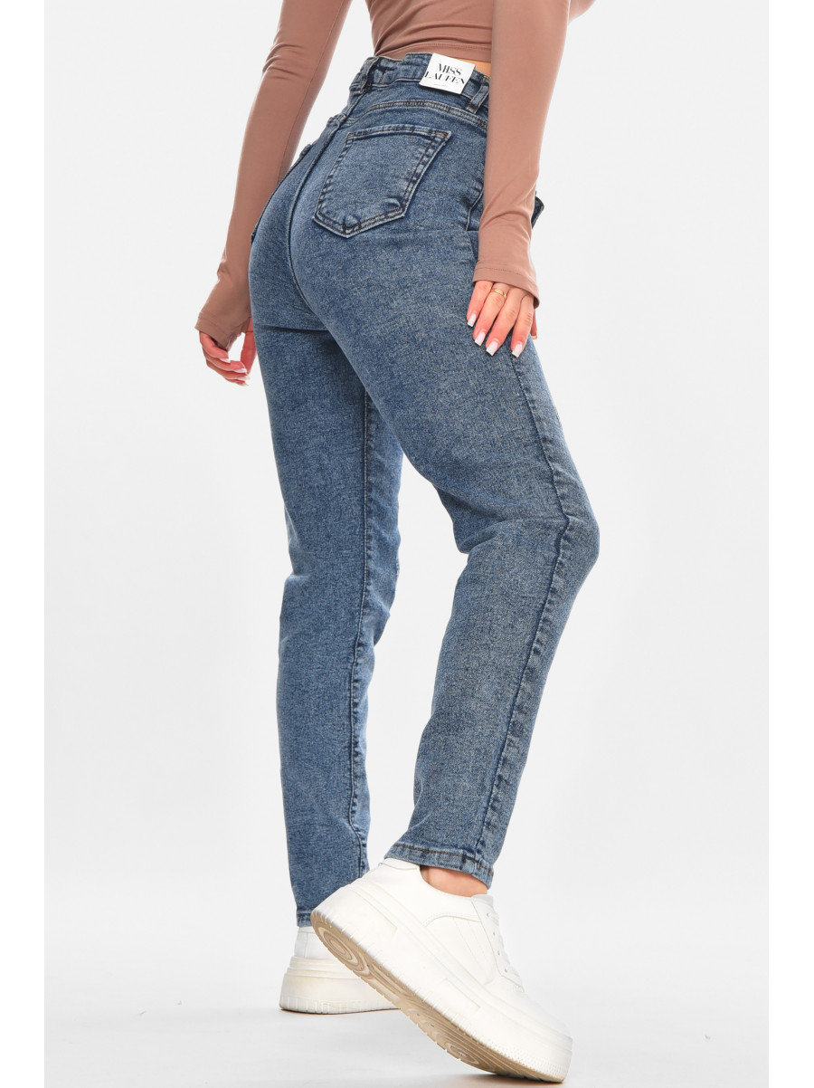 Джинсы женские однотонные синего цвета 1912 210657C