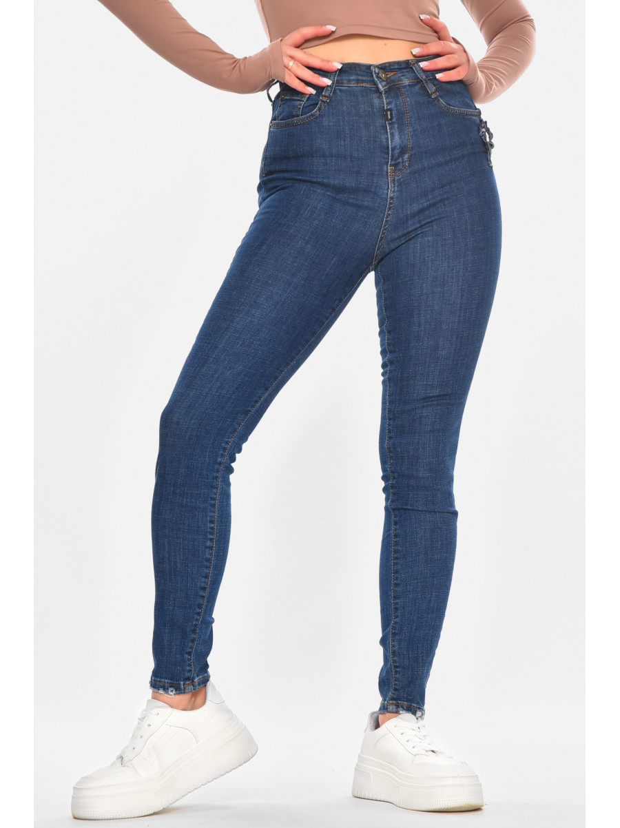 Джинсы женские однотонные синего цвета 0920 210658C