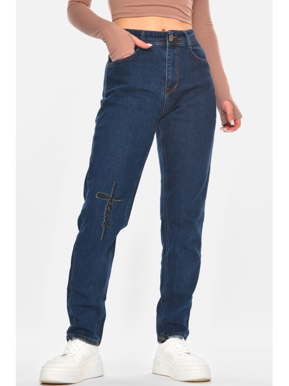 Джинсы женские однотонные тёмно-синего цвета 1969 210663C