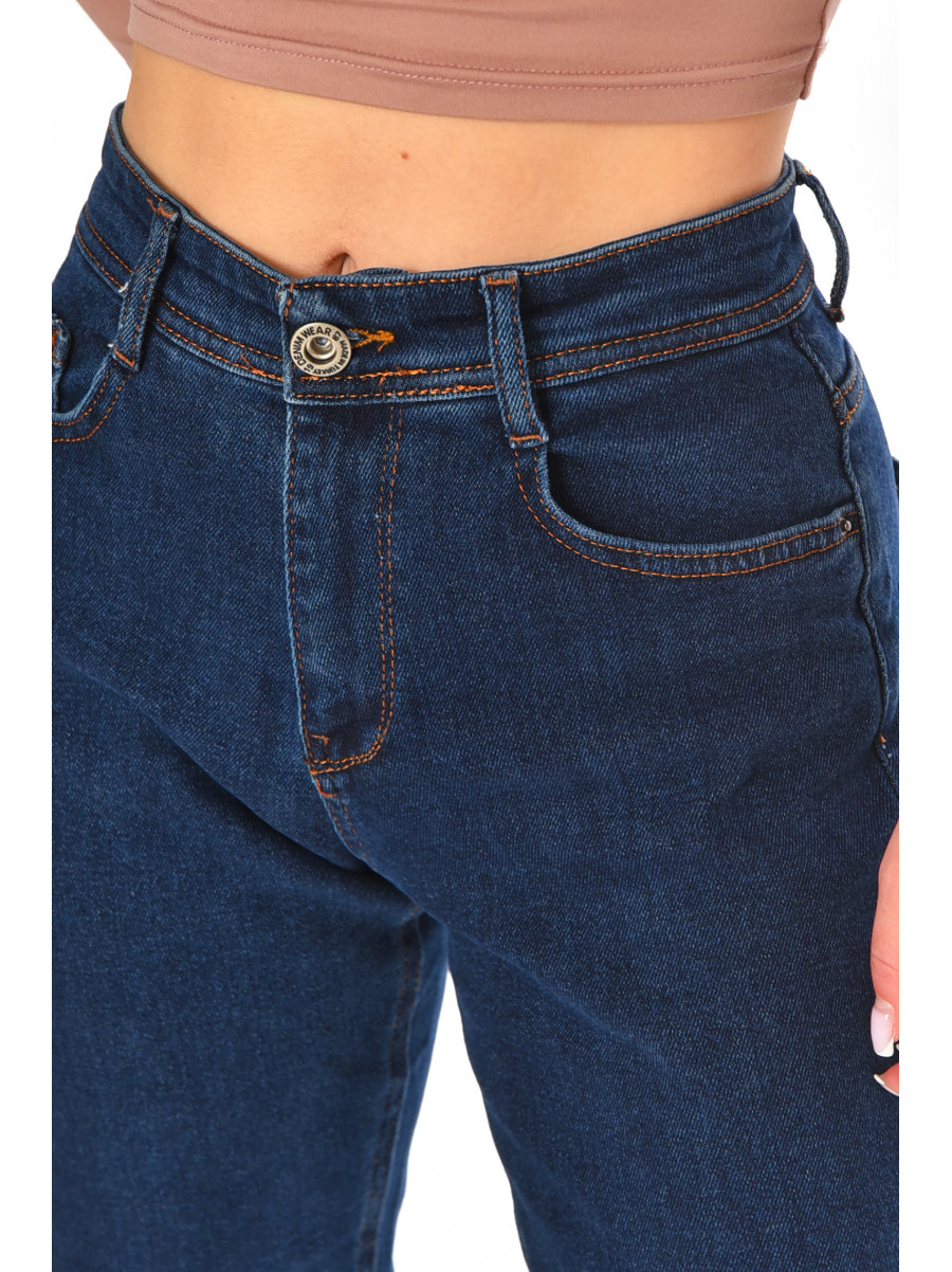 Джинсы женские однотонные тёмно-синего цвета 1969 210663C