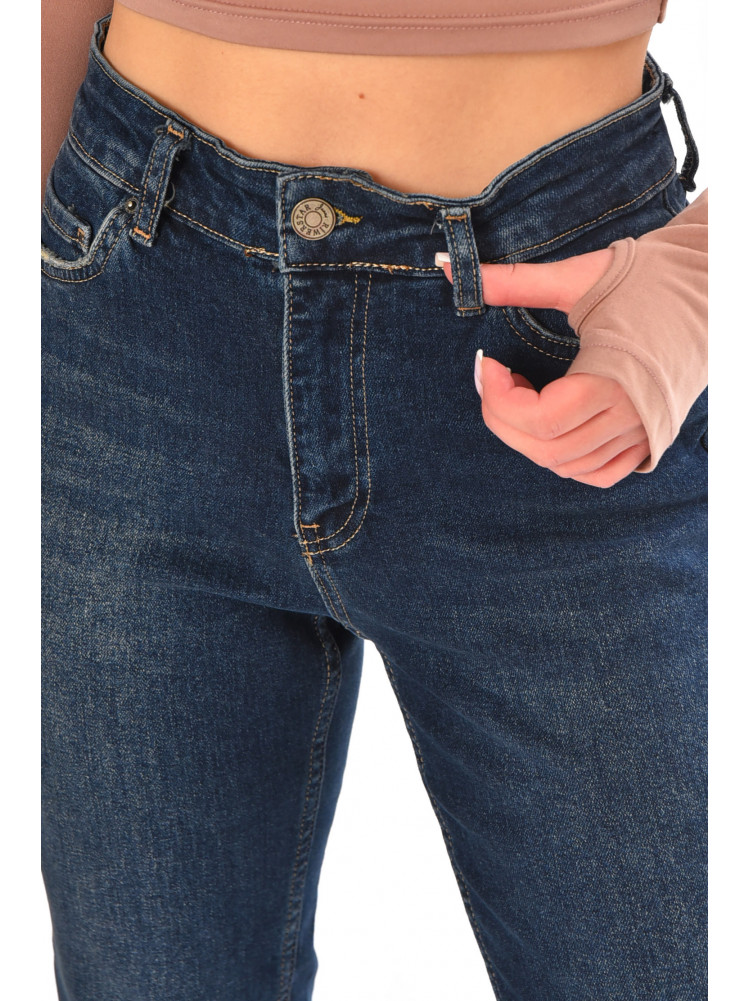 Джинсы женские однотонные тёмно-синего цвета 1113 210664C